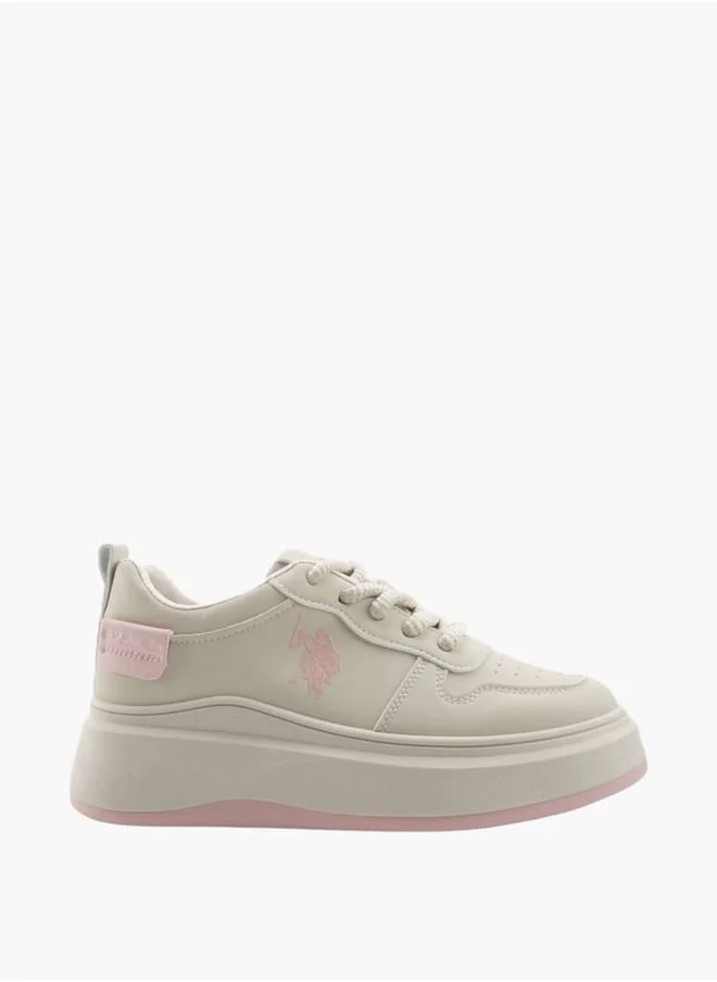 يو اس بولو اسن Women's Logo Detail Lace-Up Sneakers