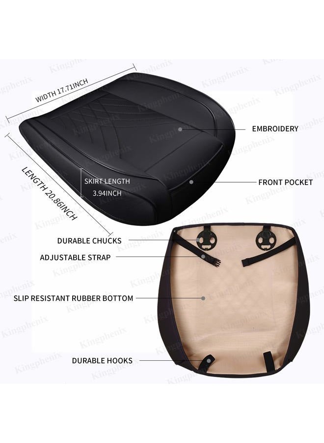kingphenix Premium PU Car Seat Cover - Front Seat Protector Works with 95% of Vehicles - Padded, Anti-Slip, Full Wrapping Edge - (Dimensions: 21'' x 20.5'') - 1 Piece, Black - Image 4