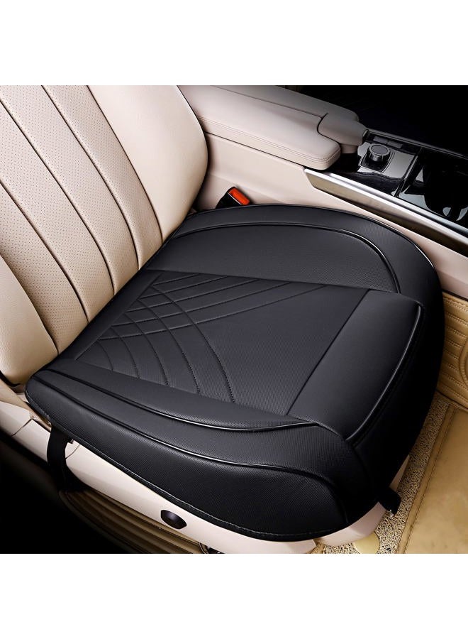 kingphenix Premium PU Car Seat Cover - Front Seat Protector Works with 95% of Vehicles - Padded, Anti-Slip, Full Wrapping Edge - (Dimensions: 21'' x 20.5'') - 1 Piece, Black - Image 1