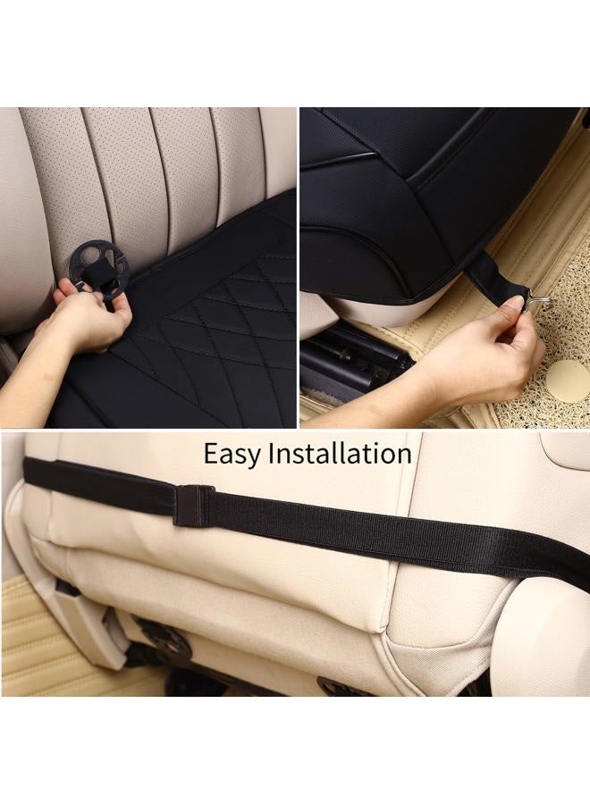 kingphenix Premium PU Car Seat Cover - Front Seat Protector Works with 95% of Vehicles - Padded, Anti-Slip, Full Wrapping Edge - (Dimensions: 21'' x 20.5'') - 1 Piece, Black - Image 5