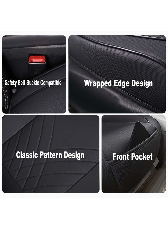 kingphenix Premium PU Car Seat Cover - Front Seat Protector Works with 95% of Vehicles - Padded, Anti-Slip, Full Wrapping Edge - (Dimensions: 21'' x 20.5'') - 1 Piece, Black - Image 2