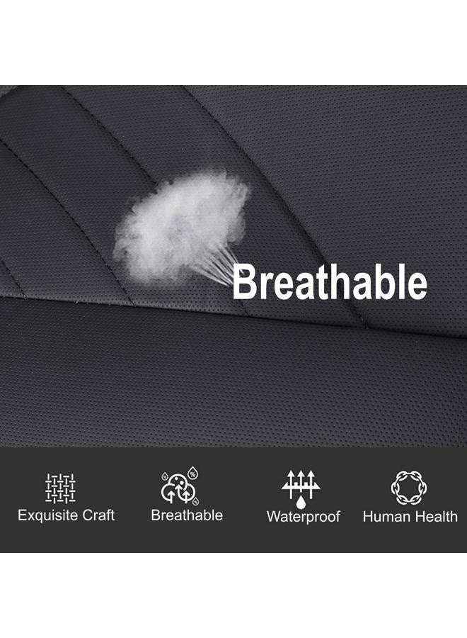 kingphenix Premium PU Car Seat Cover - Front Seat Protector Works with 95% of Vehicles - Padded, Anti-Slip, Full Wrapping Edge - (Dimensions: 21'' x 20.5'') - 1 Piece, Black - Image 3