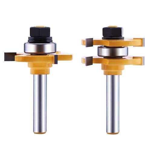LU&MN Tongue and Groove Router Bit Set (2 PCS) with 1/4 Inch Shank T Shape, Wood Milling Saw Cutter by LU&MN (Woodworking Tools for Home Improvement and DIY) - Image 1