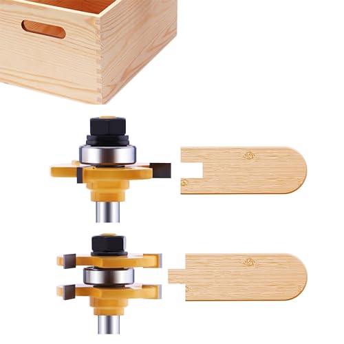 LU&MN Tongue and Groove Router Bit Set (2 PCS) with 1/4 Inch Shank T Shape, Wood Milling Saw Cutter by LU&MN (Woodworking Tools for Home Improvement and DIY) - Image 2