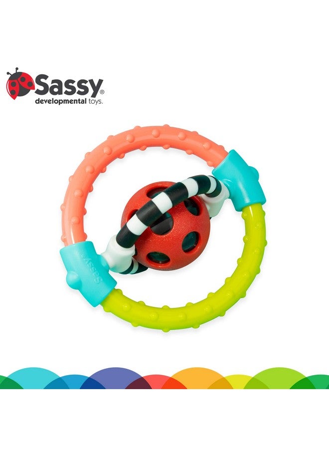 Sassy Spin and Chew Flex Ring Rattle with Dual Action Spinners, for Ages 0+ Months - Image 2