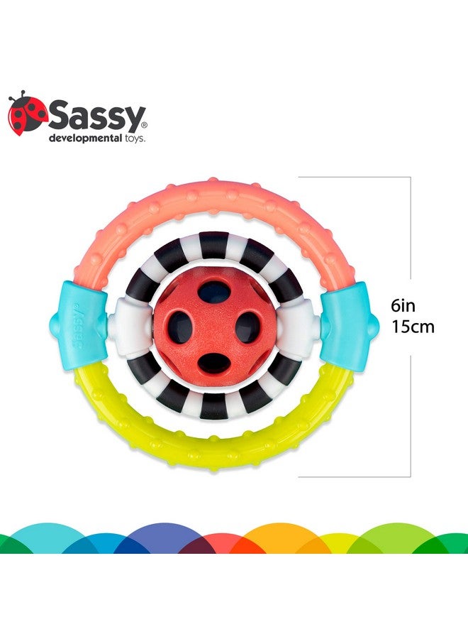Sassy Spin and Chew Flex Ring Rattle with Dual Action Spinners, for Ages 0+ Months - Image 4