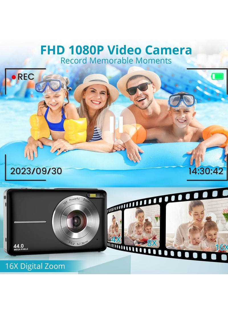 SYOSI Kids Digital Camera 1080P 44MP Digital Cameras for Photography, Digital Point and Shoot Camera for Kids with 16X Zoom, Fill Light, Anti-Shake, Compact Small Travel Camera for Boys Girls Teens Gift - Image 3