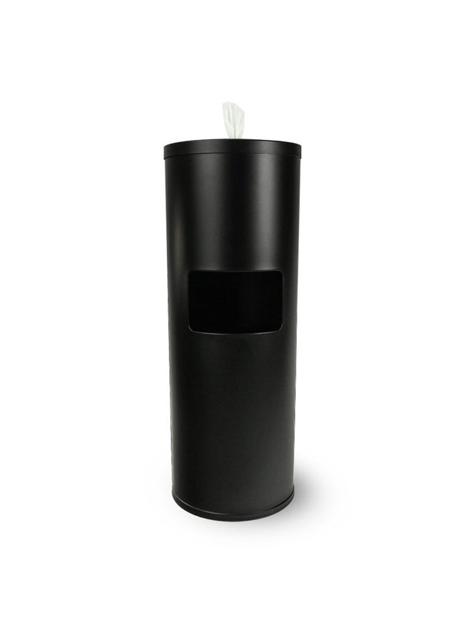 Black Free Standing Gym Wipe Dispenser - Plus Wipe Holding Bucket