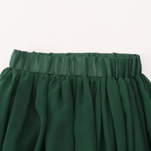 Noomelfish Noomlfish Kids Chiffon Pleated Long Skirts Boho Maxi Party Flower Girl Dress, Dark Green, Size 9-10 Years - Image 3