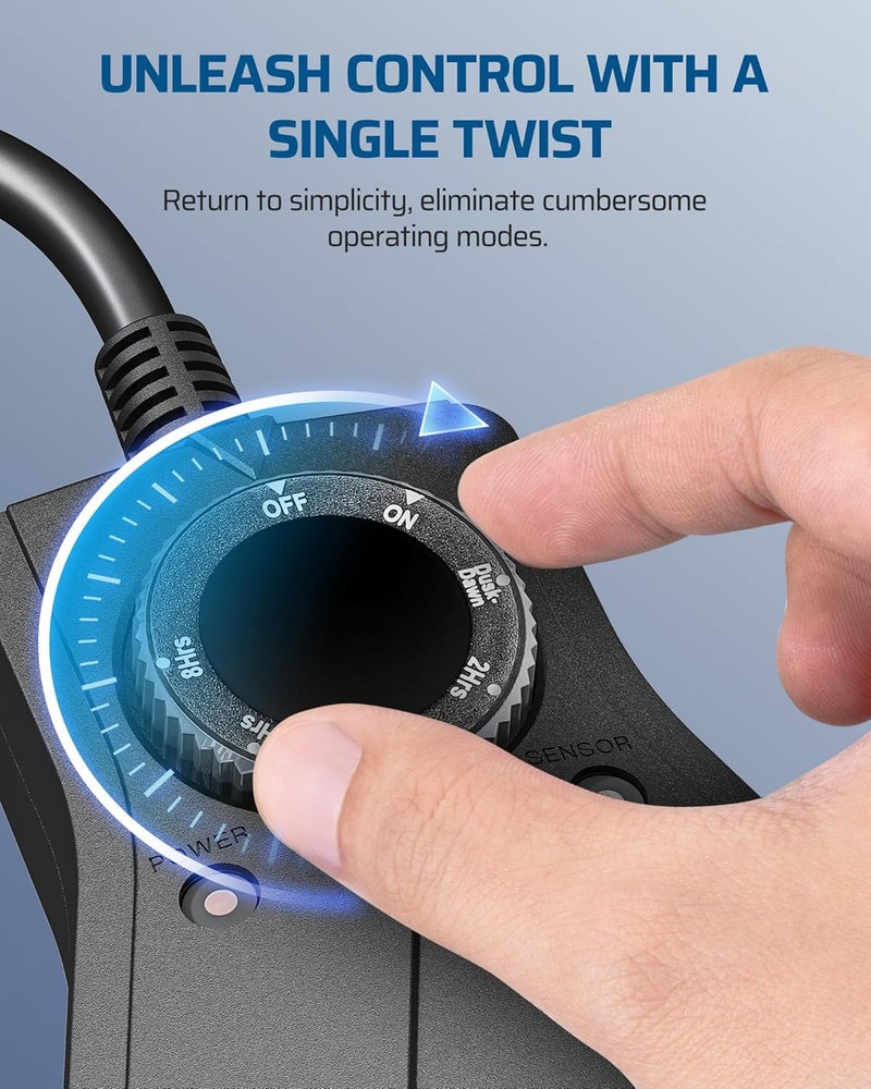 DEWENWILS Light Timer Outdoor Weatherproof Christmas, Heavy Duty 3-Prong Grounded Outlet, Dusk to Dawn and 2/4/6/8 Countdown Timer for String Light, UL Listed - Image 5