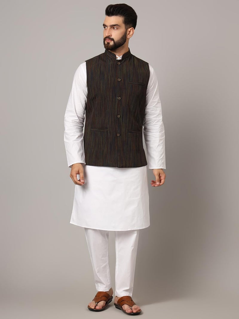 LATEST CHIKAN Men's Nehru Jacket/Waistcoat Sophisticated Ethnic Wear - SARRI-DJ-BK-46 - Image 3
