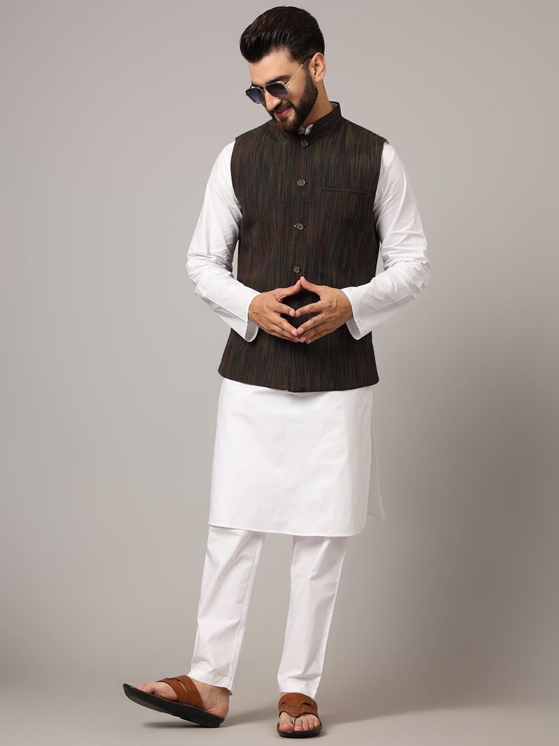 LATEST CHIKAN Men's Nehru Jacket/Waistcoat Sophisticated Ethnic Wear - SARRI-DJ-BK-46 - Image 2