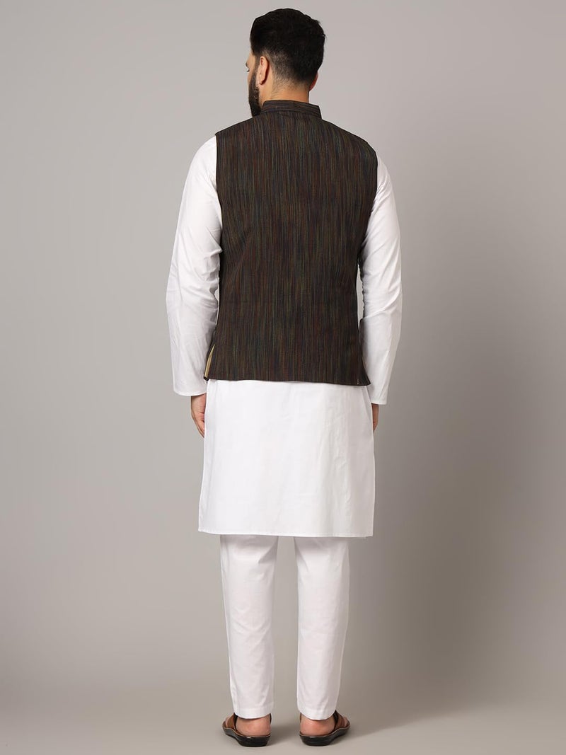 LATEST CHIKAN Men's Nehru Jacket/Waistcoat Sophisticated Ethnic Wear - SARRI-DJ-BK-46 - Image 5