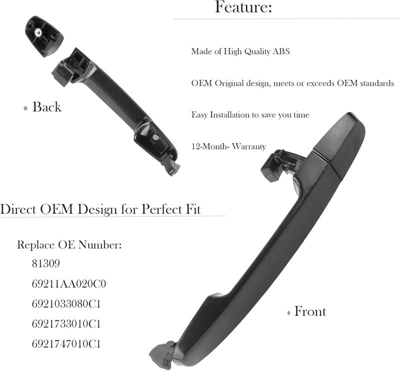 HHCSOP KOpart Exterior Rear Door Handle for Toyota Camry, Corolla, Pontiac Vibe - Image 2