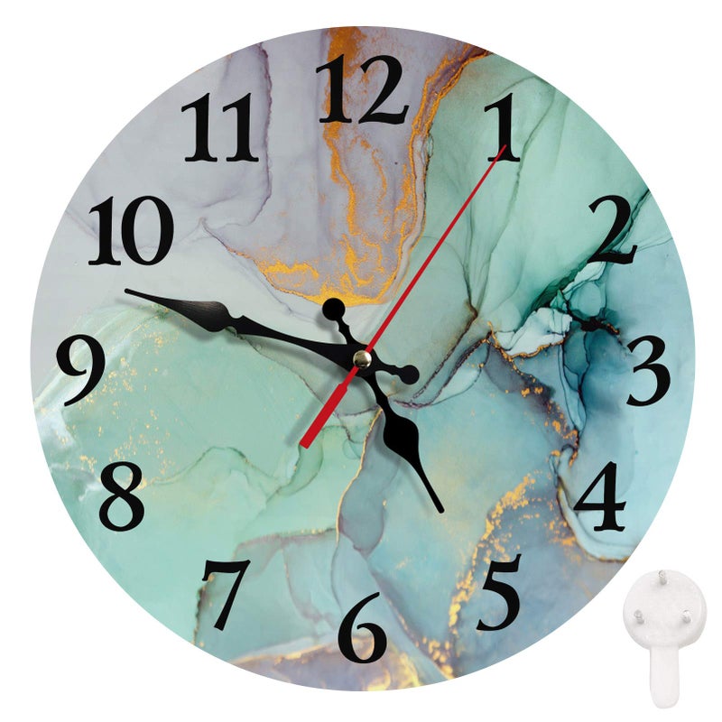 Britimes Britimes Round Wall Clock Silent NonTicking Battery Operated Clock 10 Inch Watercolor Abstract Painting Marble Home Decor for Living Room Kitchen Bedroom and Office