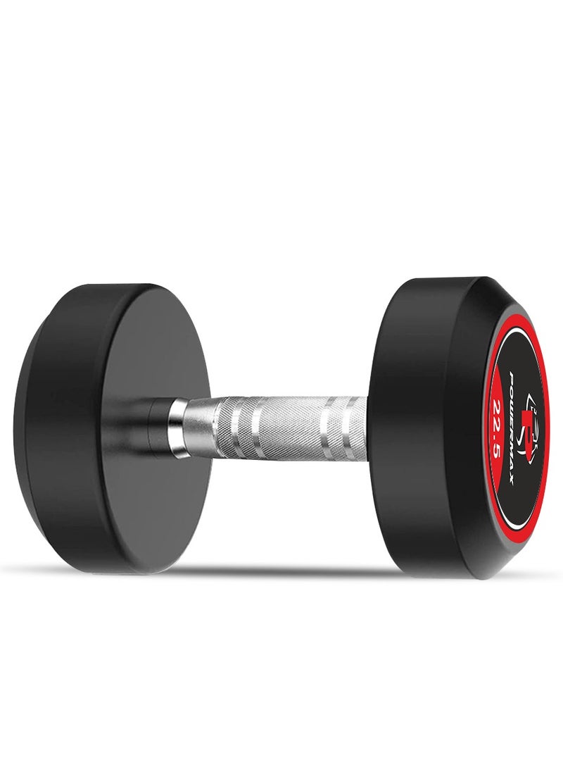 PowerMax Fitness PowerMax Fitness Rubber Coated Round Professional Dumbbell for Home Gym | dumbbell for home gym workouts| gym dumbbell | dumbbell for men-women fitness | 22.5kg dumbbell x 1| Black  - Image 2