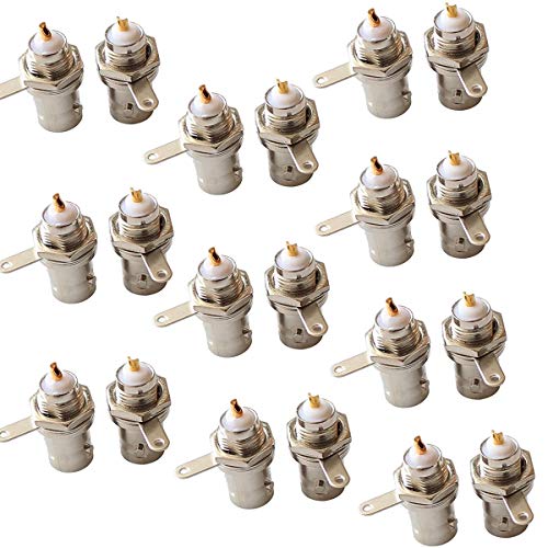exgoofit BNC Female Nut Bulkhead Panel Connector 20-Pack Solder Jack Adapters for Monitor Equipment RG58 RG59 RG6 RF Coaxial Cable Welding Machine - Image 1