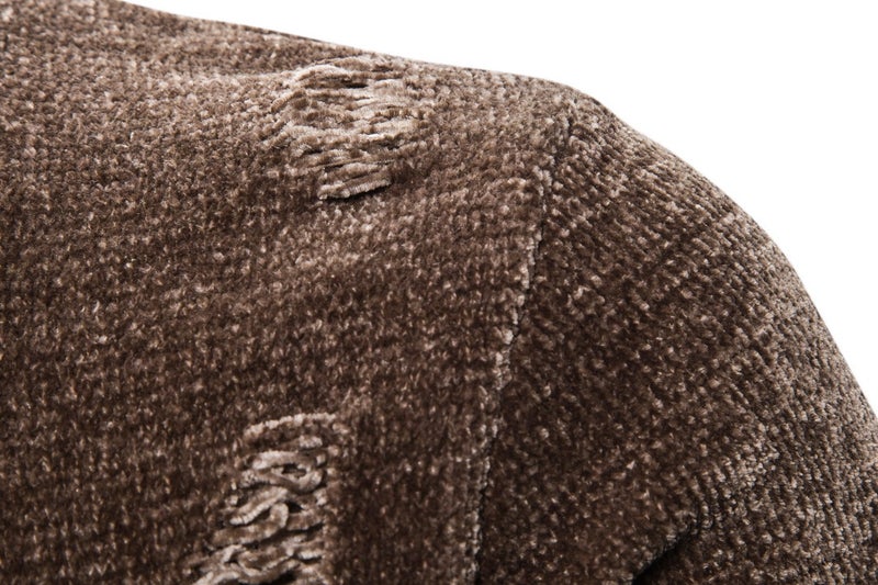 Men'S Sweater 2019 Autumn New Fashion Men'S Sweater Coat Trend Ripped Knitted Cardigan Men'S Clothing - Image 5