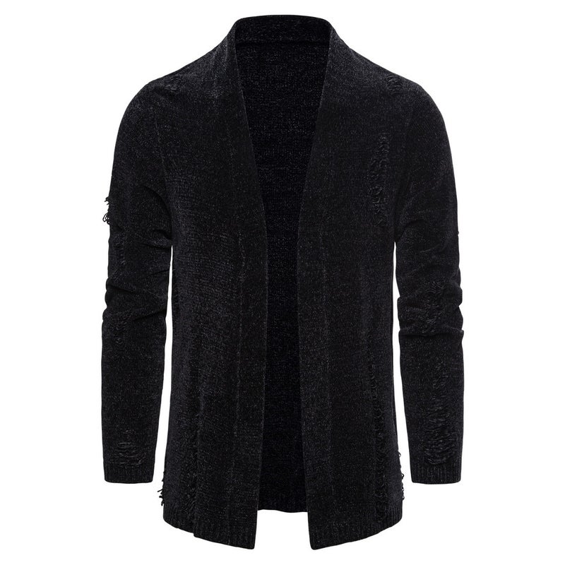 Men'S Sweater 2019 Autumn New Fashion Men'S Sweater Coat Trend Ripped Knitted Cardigan Men'S Clothing - Image 1