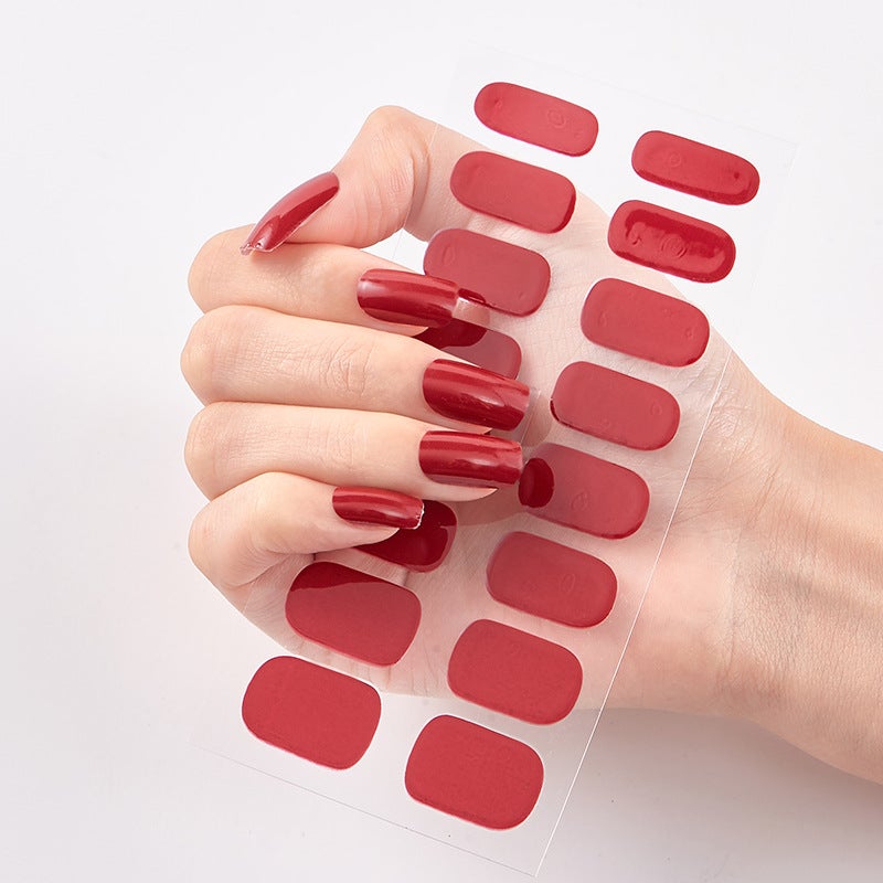 New 16-Finger Minimalist Ultra-Thin Seamless Solid Color Full-Cover Sticker 3D Nail Stickers No-Bake Nail Stickers Patches - Image 5