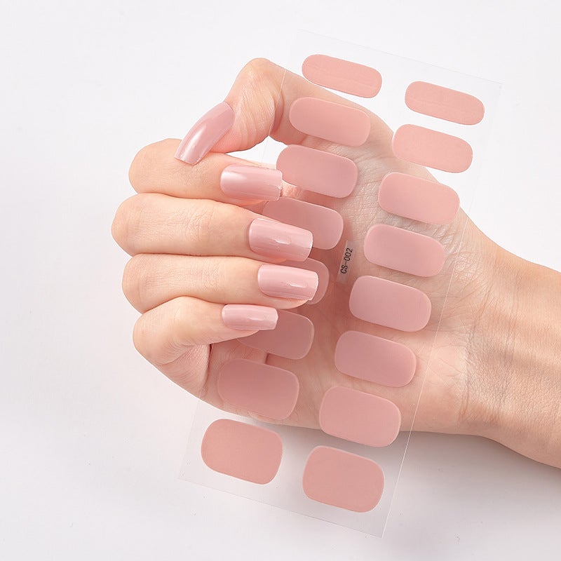 New 16-Finger Minimalist Ultra-Thin Seamless Solid Color Full-Cover Sticker 3D Nail Stickers No-Bake Nail Stickers Patches - Image 4