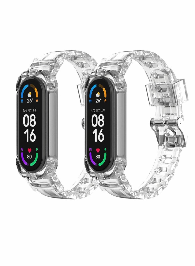 Y&D Replacement Strap, Sport Wristband, Adjustable Bracelet, for Xiaomi Mi Band 5 Bands/for 6 Bands, 2 Pack (Clear+Clear)  - Image 1