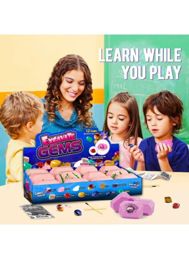 MAGIC VAULT Gemstone Dig Kit for Kids | 12 Real Gemstones & Crystals Excavation Set | STEM Geology Science Educational Toy - Image 4