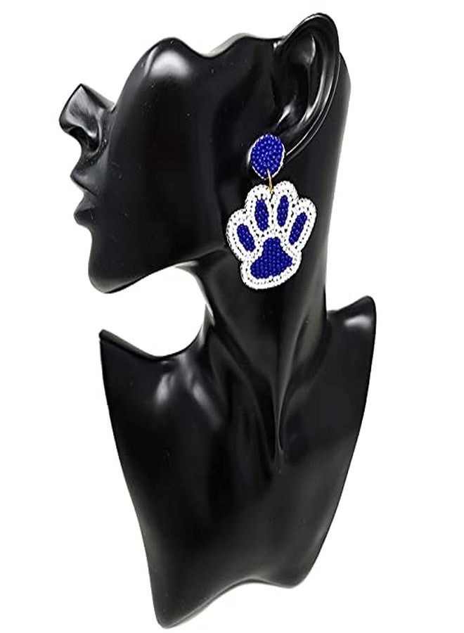 Emulily Beaded Colorful Paw Post Earrings Handmade Paw Earrings - Image 2