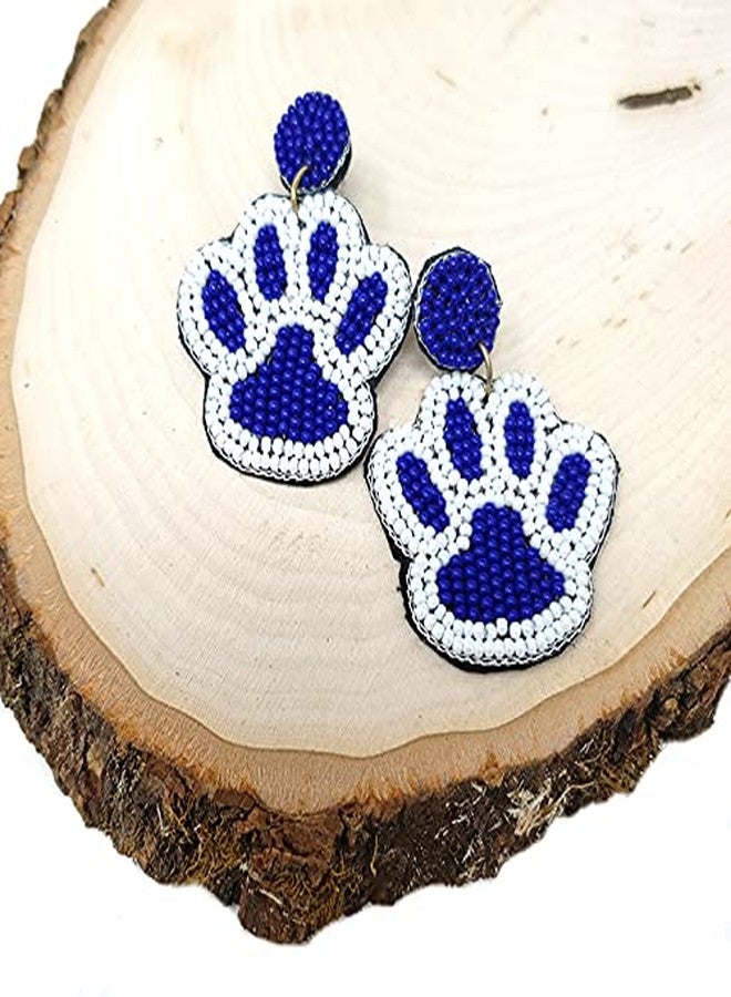 Emulily Beaded Colorful Paw Post Earrings Handmade Paw Earrings - Image 3