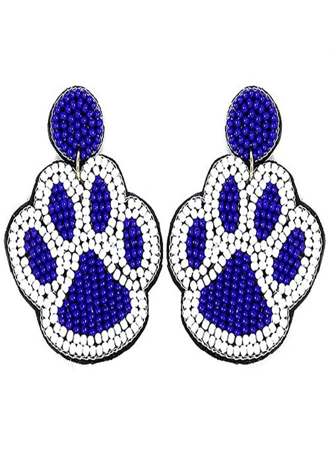 Emulily Beaded Colorful Paw Post Earrings Handmade Paw Earrings - Image 4