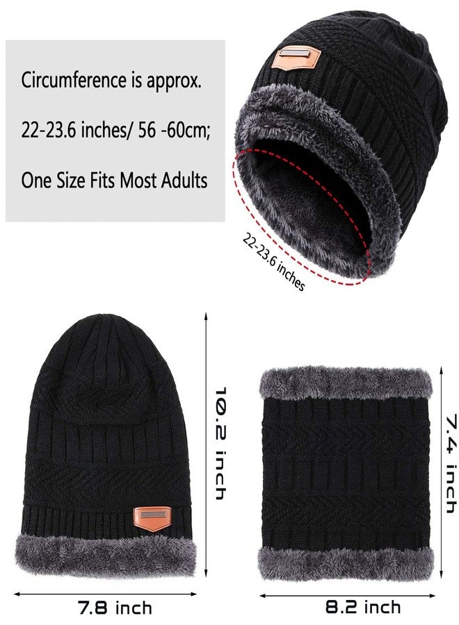 FF Winter Beanie Hats Scarf Set, Thick Warm Slouchy Beanies Hat Knit Skull Cap Neck Warmer for Men Women - Multicolor - Image 4