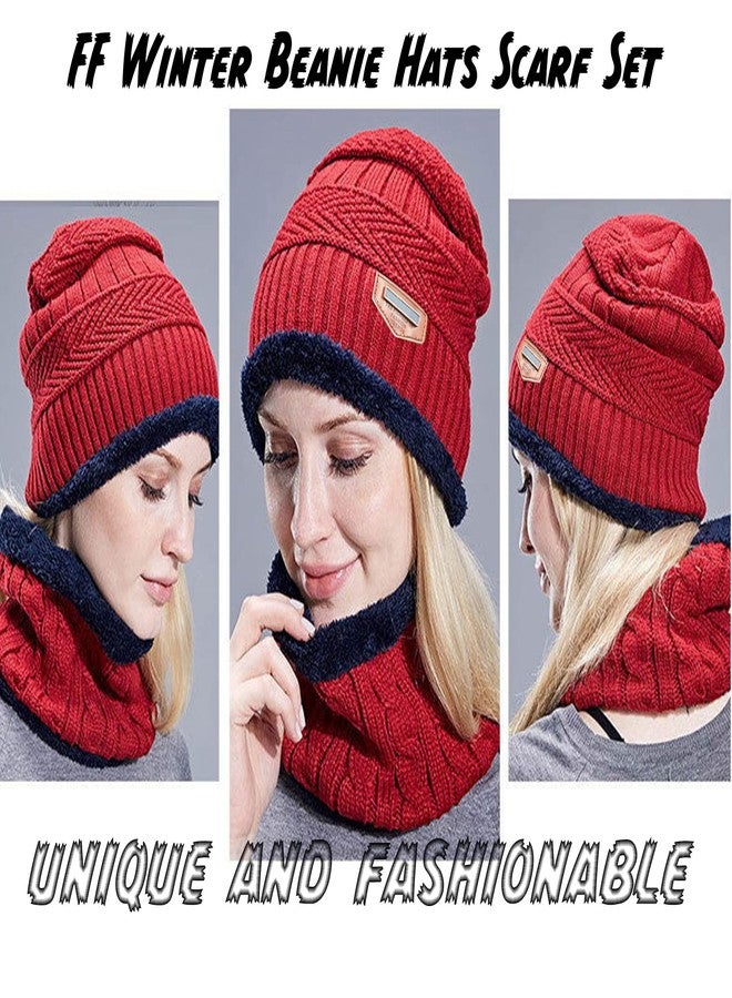 FF Winter Beanie Hats Scarf Set, Thick Warm Slouchy Beanies Hat Knit Skull Cap Neck Warmer for Men Women - Multicolor - Image 3
