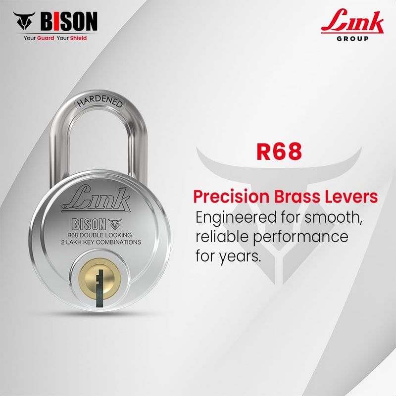 Link Bison 68mm Heavy Duty Padlock | Lock for Home Door, Office, Shop, Travel | Hardened Steel Shackle, | Double Locking System | High Precision 4 Keys | 2 Lakh Key Combinations | 10 Years Warranty - Image 2