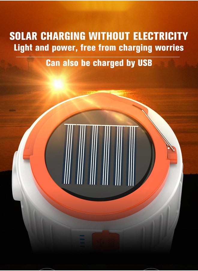 GROIC Solar Power Camping Lantern LED Portable Solar USB Rechargeable Flashlight Waterproof Lights w/ Remote 6 Light Modes, Waterproof Flashlight for Camping, Hiking, Fishing, Emergency  - Image 3