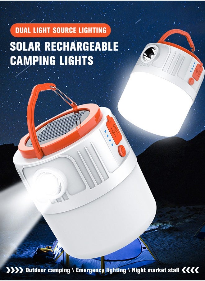 GROIC Solar Power Camping Lantern LED Portable Solar USB Rechargeable Flashlight Waterproof Lights w/ Remote 6 Light Modes, Waterproof Flashlight for Camping, Hiking, Fishing, Emergency  - Image 2