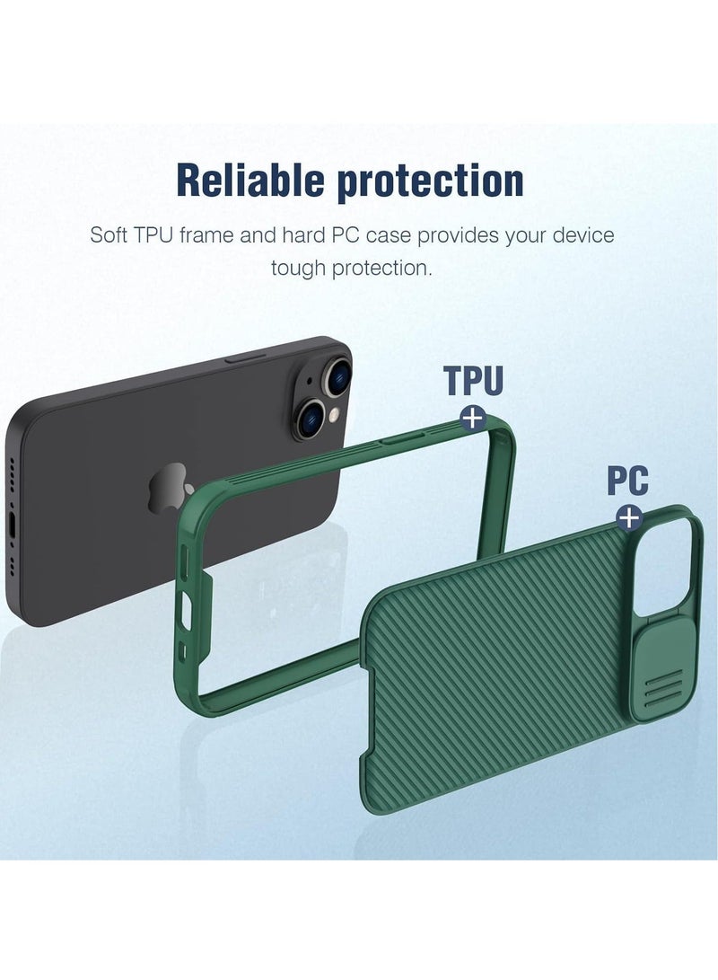MUNTAQI Case for iPhone 15 Camshield Cover with Slide Camera Lens Protection - PC Back & TPU Bumper, Anti-Fingerprint Soft Touch Case (Green) - Image 5