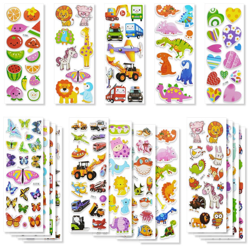 BEESTECH 24 Sheets 500  Stickers for Kids Toddlers 234 Years Old Teacher Reward Stickers Potty Training Bulk with Dinosaur Animal Traffic Sticker Book Included