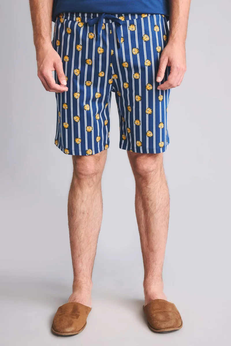 Defacto  100% Cotton Printed Top Shorts 2 Piece Pyjama Set for Men | Best Price UAE