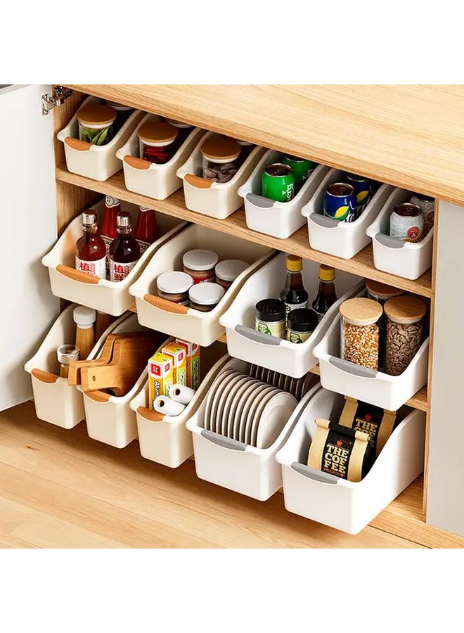 White Yellow Cream Pull Out Drawer Organizer Large Storage Box For Kitchen Bathroom - Image 3