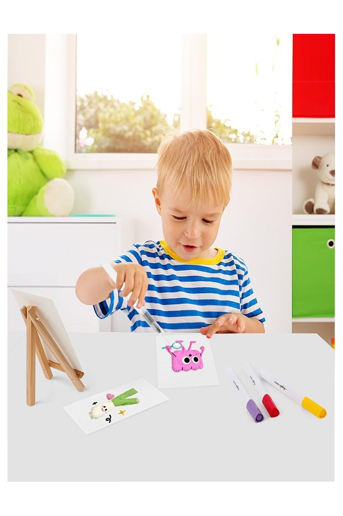 Magic Foam Texture Painting Kit, Magical 3D Effect Texture Painting Kit, Including 10 PCS Foam Texture Paper, 12 Colors Brush Tip Acrylic Paint Markers, Fountain Pen(L,M,S), 10 Bead Chains, Mini Easel - Image 5