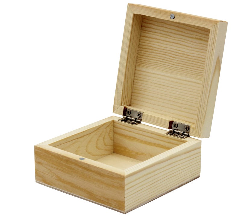Creative Hobbies Unfinished Mini Wood Craft Box with Hinged Lid and Magnetic Closure 35 Inch Perfect for Arts Crafts and Personalized Gifts