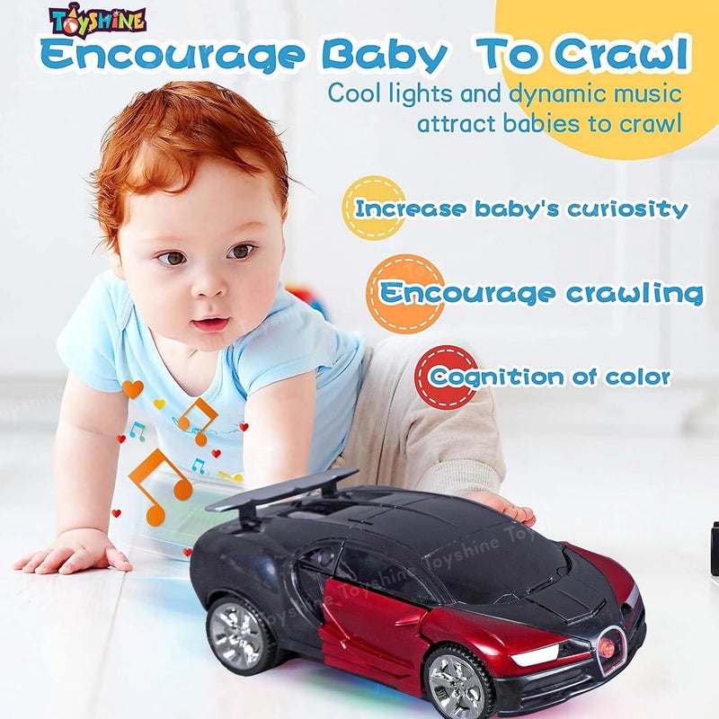 Toyshine لعبة موسيقية لتحويل الروبوت إلى سيارة، روبوت يعمل بالبطارية مع صوت واقعي، أحمر - Image 4