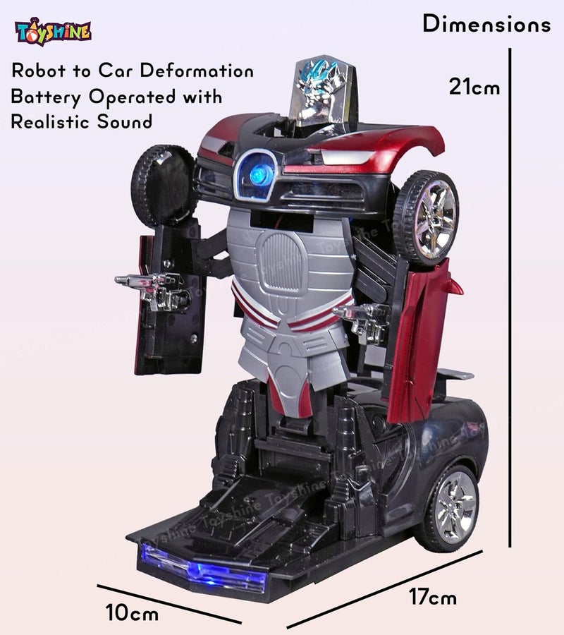 Toyshine لعبة موسيقية لتحويل الروبوت إلى سيارة، روبوت يعمل بالبطارية مع صوت واقعي، أحمر - Image 5