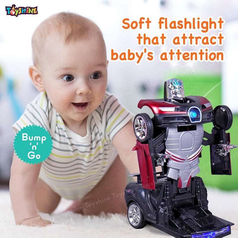 Toyshine لعبة موسيقية لتحويل الروبوت إلى سيارة، روبوت يعمل بالبطارية مع صوت واقعي، أحمر - Image 3