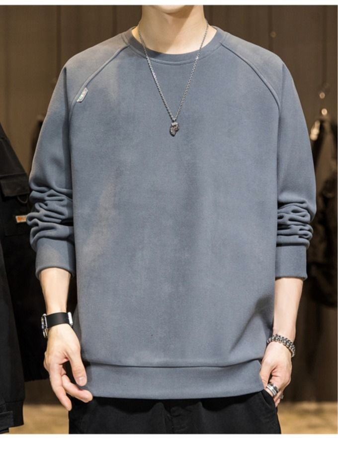 NIBEMINENT Men's Long Sleeve T-Shirt Spring And Autumn Round Neck Hoodie New Fashion Bottoming - Image 1