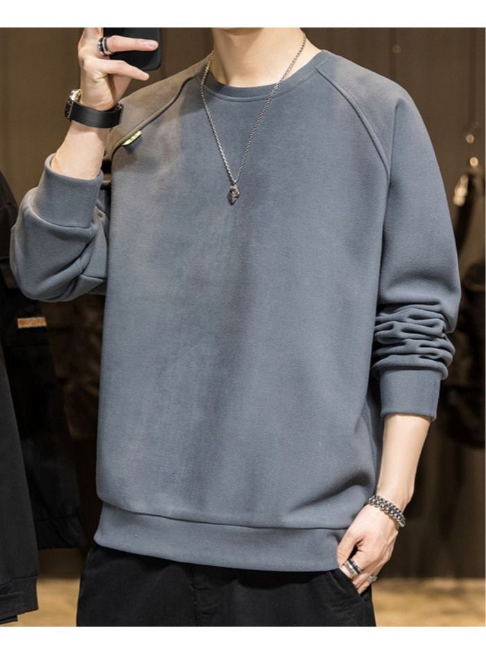 NIBEMINENT Men's Long Sleeve T-Shirt Spring And Autumn Round Neck Hoodie New Fashion Bottoming - Image 3