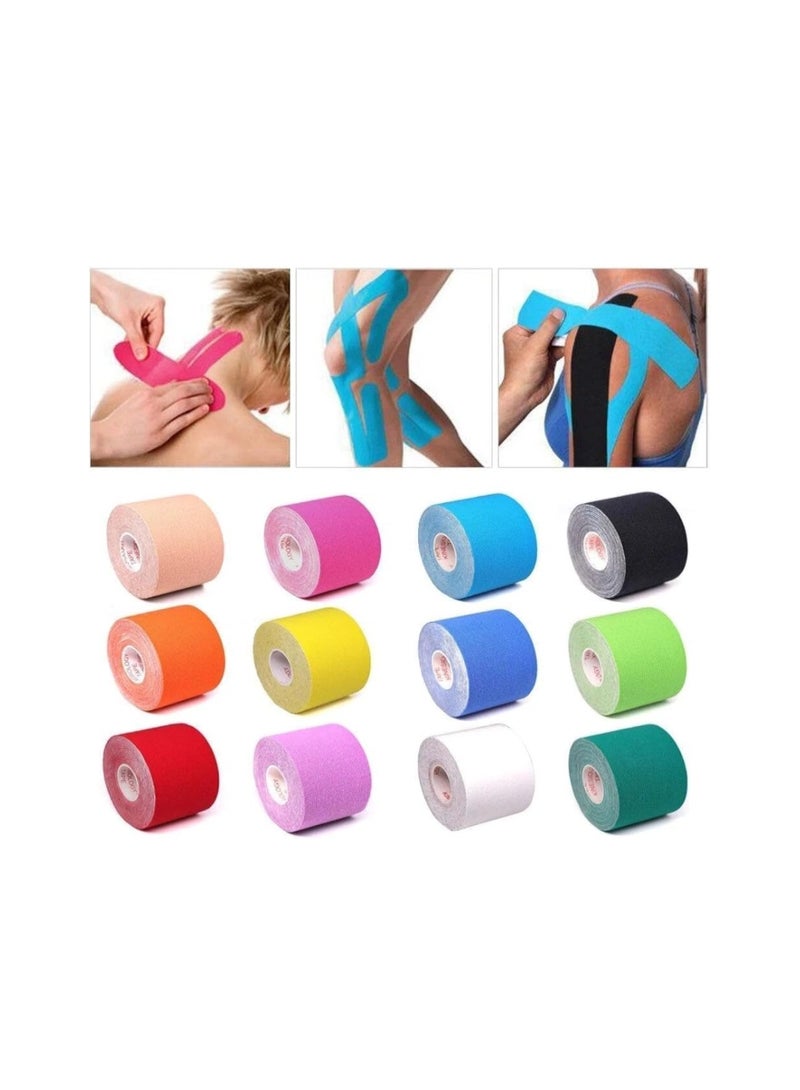 شريط عضلات لاصق مرن من القطن لدعم اللياقة بطول 5 متر بألوان متعددة شريط رياضي مرن قابل للتنفس - Image 1