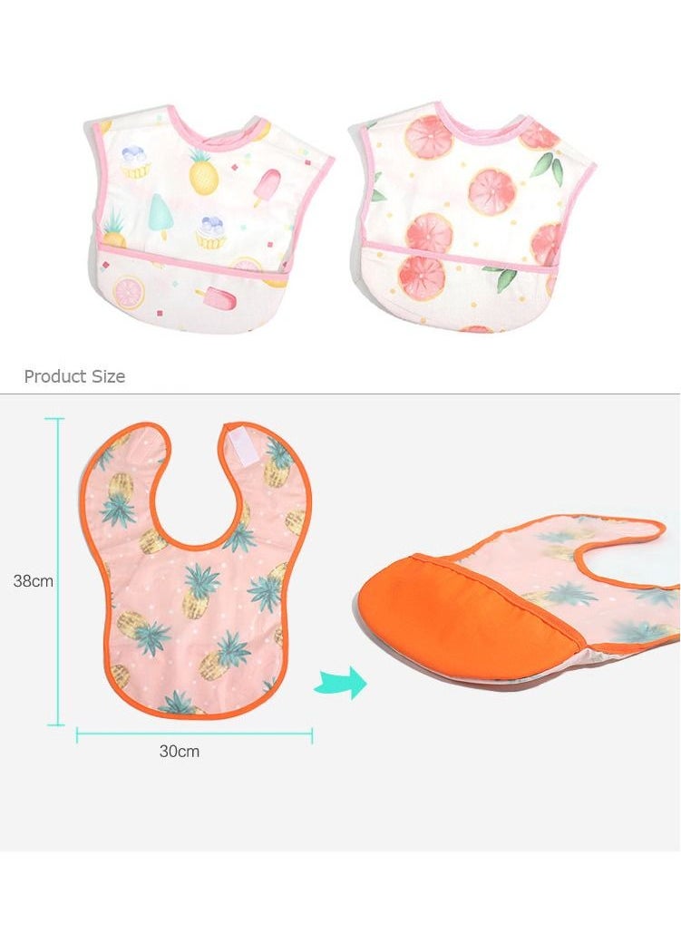 MissTiara - 4 Packs Baby Waterproof Bib with Crumb Catcher Pocket Wipeable Stain Soft Adjustable Snaps Feeding Bibs For Infants and Toddlers - Image 1