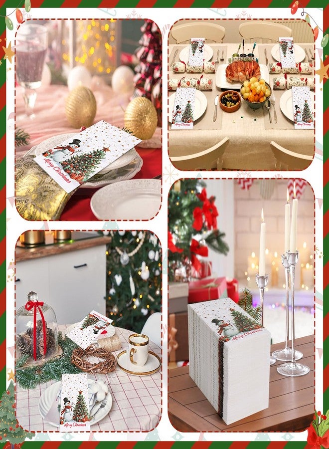 LifeisLuck 170 Pcs Christmas Disposable Napkin Papers Snowman White Decorative Table Guest Napkin 2 Ply Merry Christmas Trees Hand Towels for Winter Xmas Holiday Party Lunch Dinner Kitchen Bathroom Supplies - Image 5