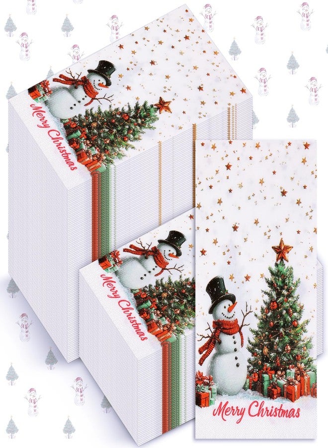 LifeisLuck 170 Pcs Christmas Disposable Napkin Papers Snowman White Decorative Table Guest Napkin 2 Ply Merry Christmas Trees Hand Towels for Winter Xmas Holiday Party Lunch Dinner Kitchen Bathroom Supplies - Image 1